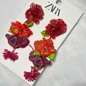Zara Multicolor Floral Beaded Earrings